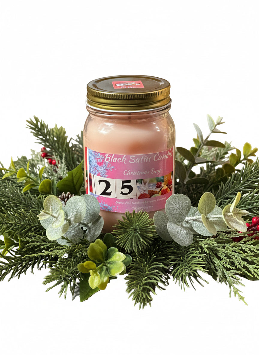 Christmas Day Scented Candle 16oz Single Cotton Wick Glass Jar