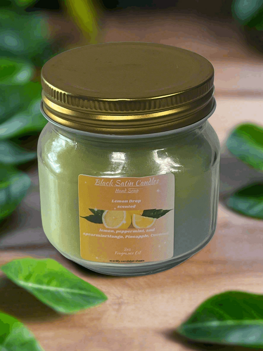 Lemon Drop Scented Candle 8oz Single Cotton Wick Glass Jar