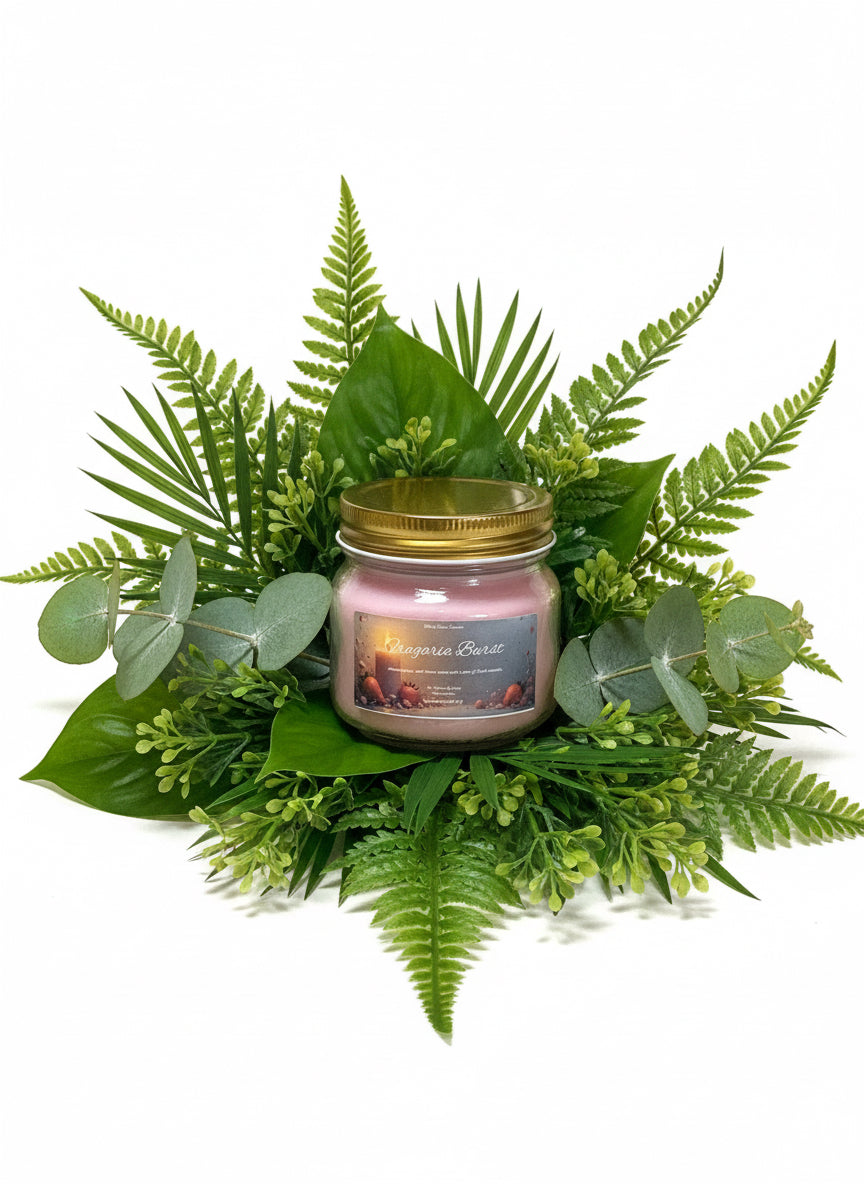Fragaria Burst Scented Candle 8oz Wickless Glass Jar