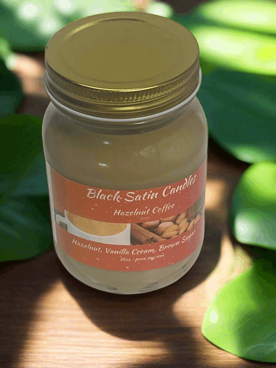 Hazelnut Coffee Scented Candle 16oz Single Cotton Wick Glass Jar