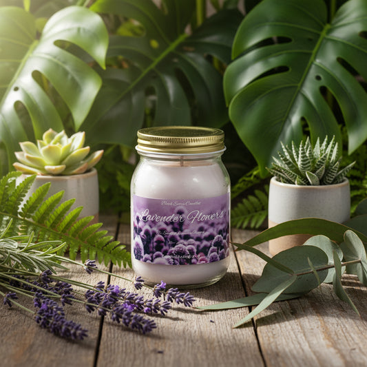 Lavender Flowers 16oz Candle Cotton  Wick Glass Jar