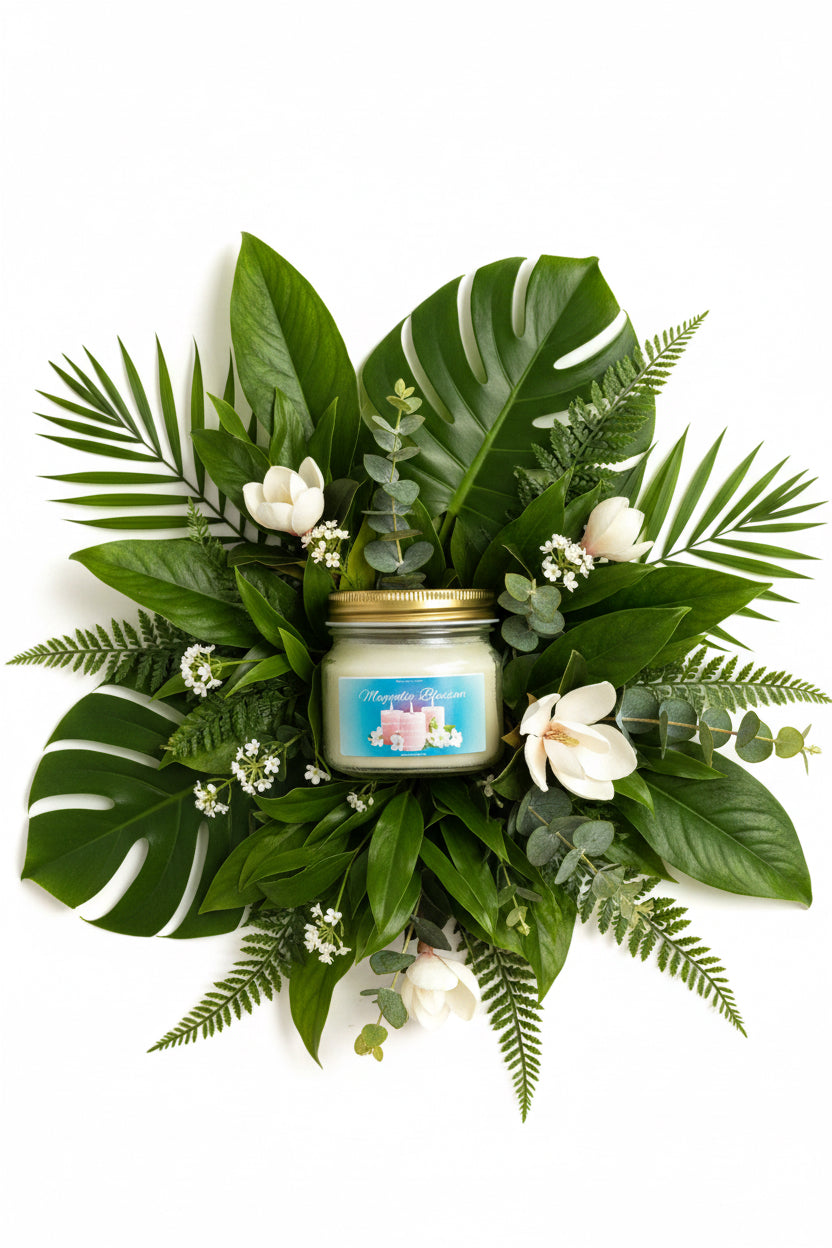 Magnolia Blossom Scented Candle 8oz Single Cotton Wick Glass Jar
