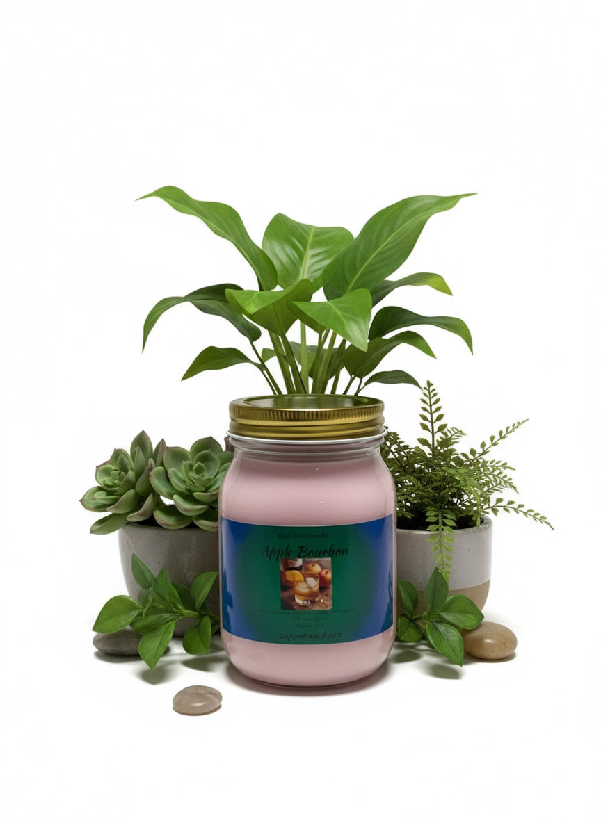 Maple Apple Bourbon Scented Candle 16oz Single Cotton Wick Glass Jar