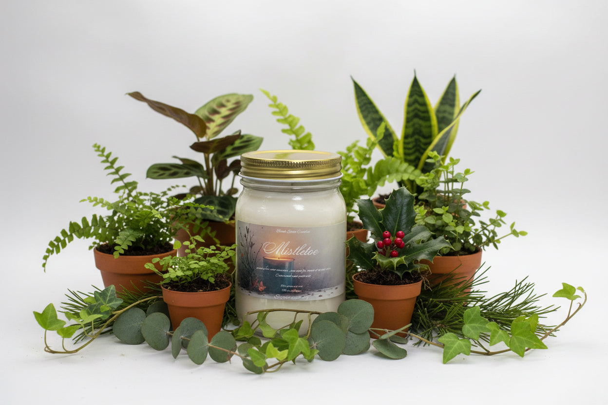 Mistletoe Scented Candle 16oz Single Cotton Wick Glass Jar