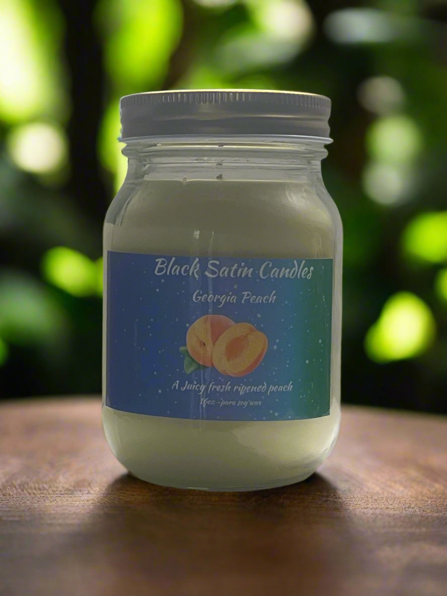 Georgia Peach Scented Candle 16oz Single Cotton Wick Glass Jar