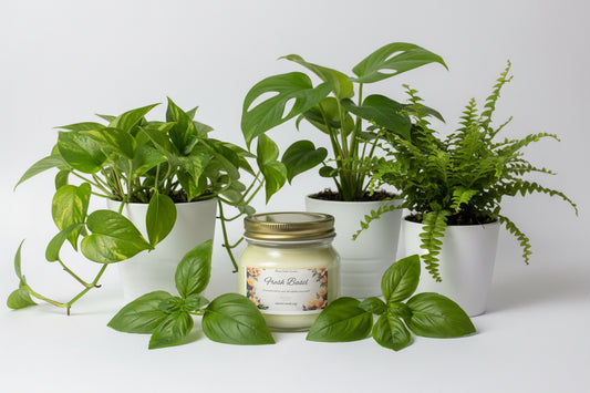 Fresh Basil Scented Candle 8oz Single Cotton Wick Glass Jar
