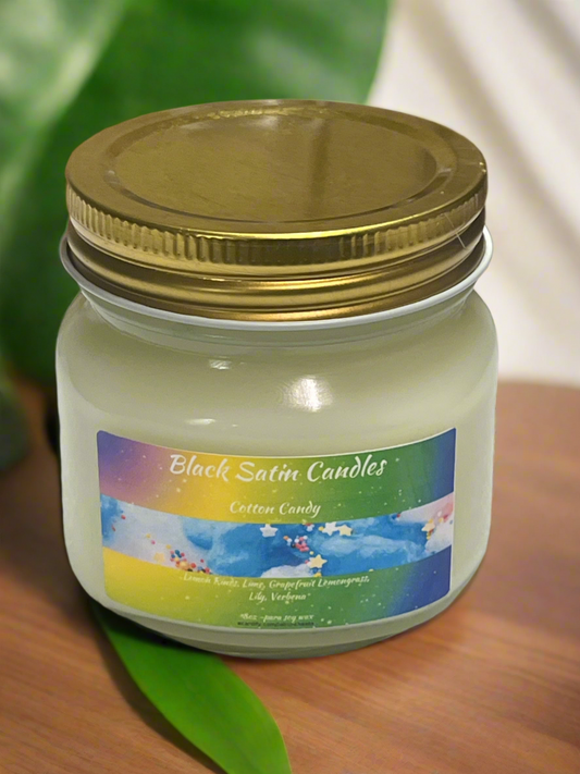 Cotton Candy Scented Candle 8oz Single Cotton Wick Glass Jar