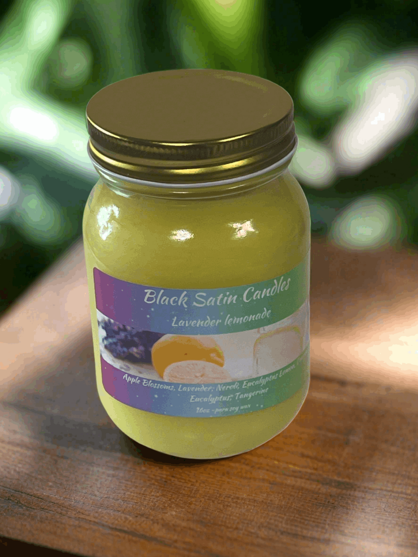 Lavender Lemonade Scented Candle 16oz Single Cotton Wick Glass Jar