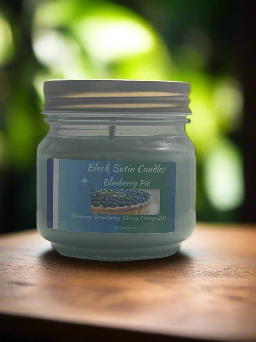 Blueberry Pie Scented Candle 8oz Single Cotton Wick Glass Jar