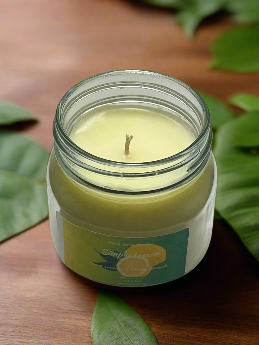 Simply Lemon 8oz Candle Cotton  Wick Glass Jar