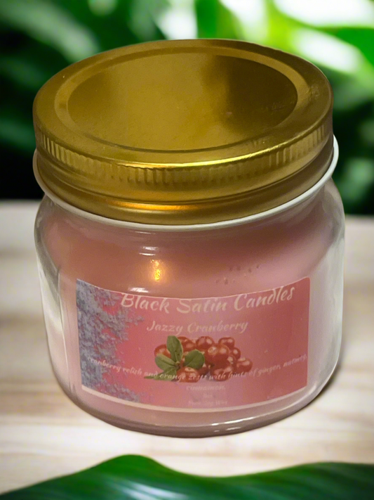 Jazzy Cranberry Scented Candle 8oz Single Cotton Wick Glass Jar