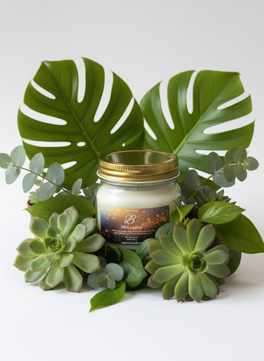 Black Iceberg Scented Candle 8oz Single Cotton Wick Glass Jar