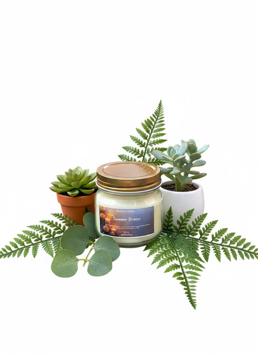 Summer Breeze Scented Candle 8oz Single Cotton Wick Glass Jar