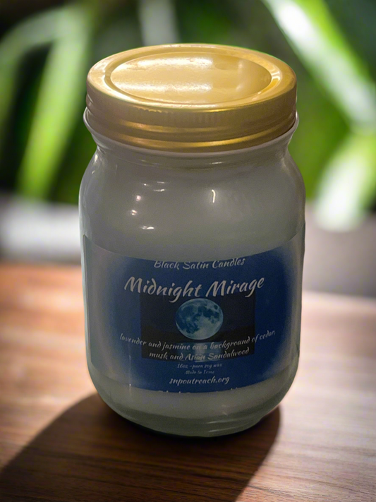 Midnight Mirage 16oz Candle Cotton  Wick Glass Jar