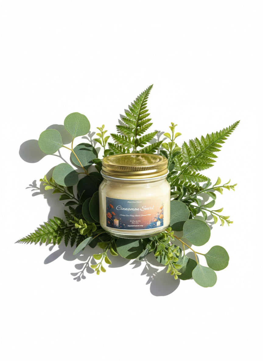 Cinnamon Swirl Scented Candle 8oz Single Cotton Wick Glass Jar