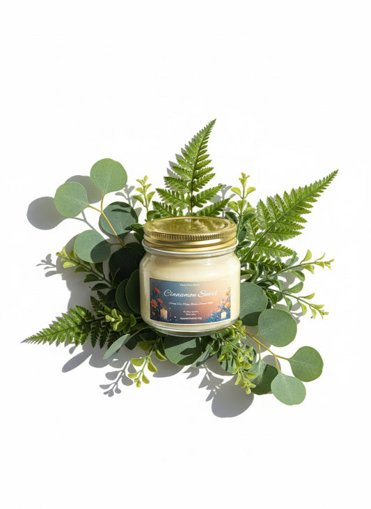 Cinnamon Swirl Scented Candle 8oz Single Cotton Wick Glass Jar