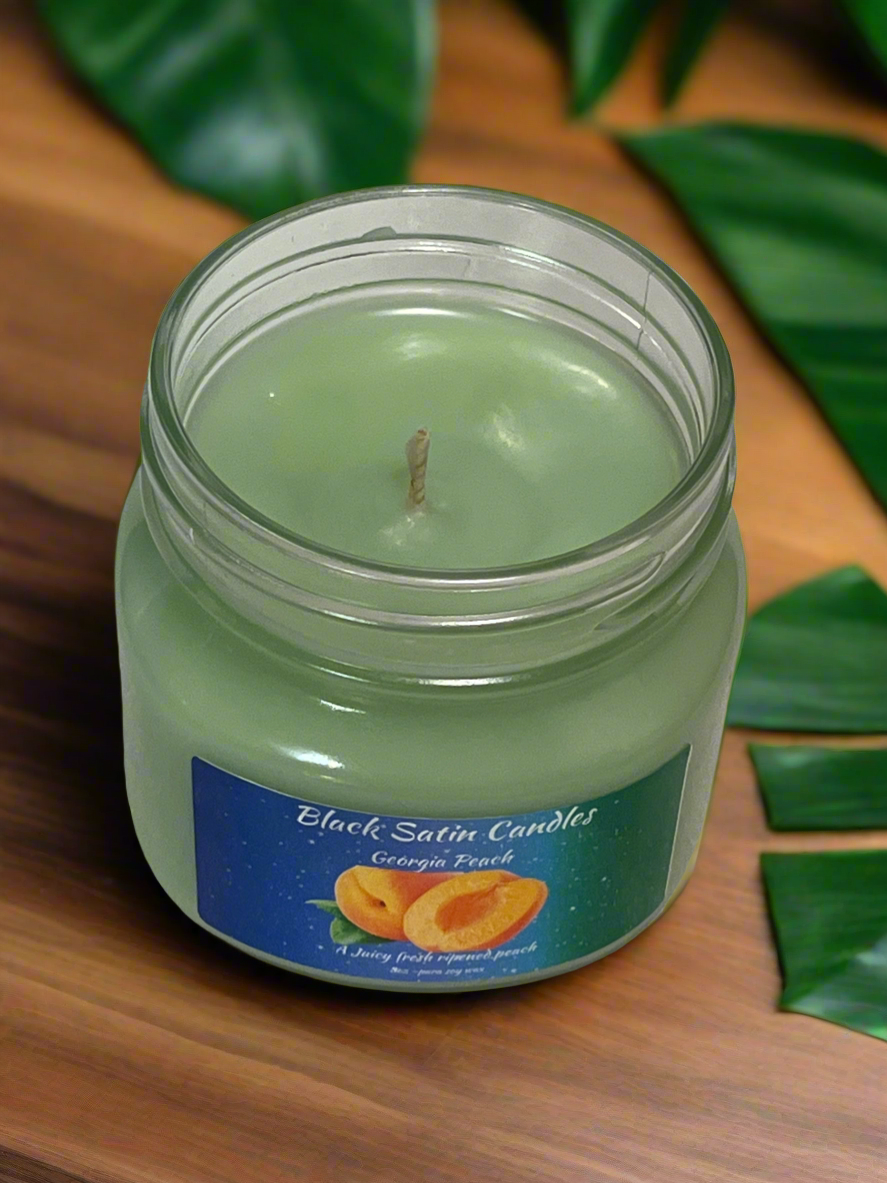 Georgia Peach Scented Candle 8oz Single Cotton Wick Glass Jar