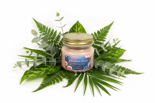 Caribbean Breeze Scented Candle 8oz Single Cotton Wick Glass Jar