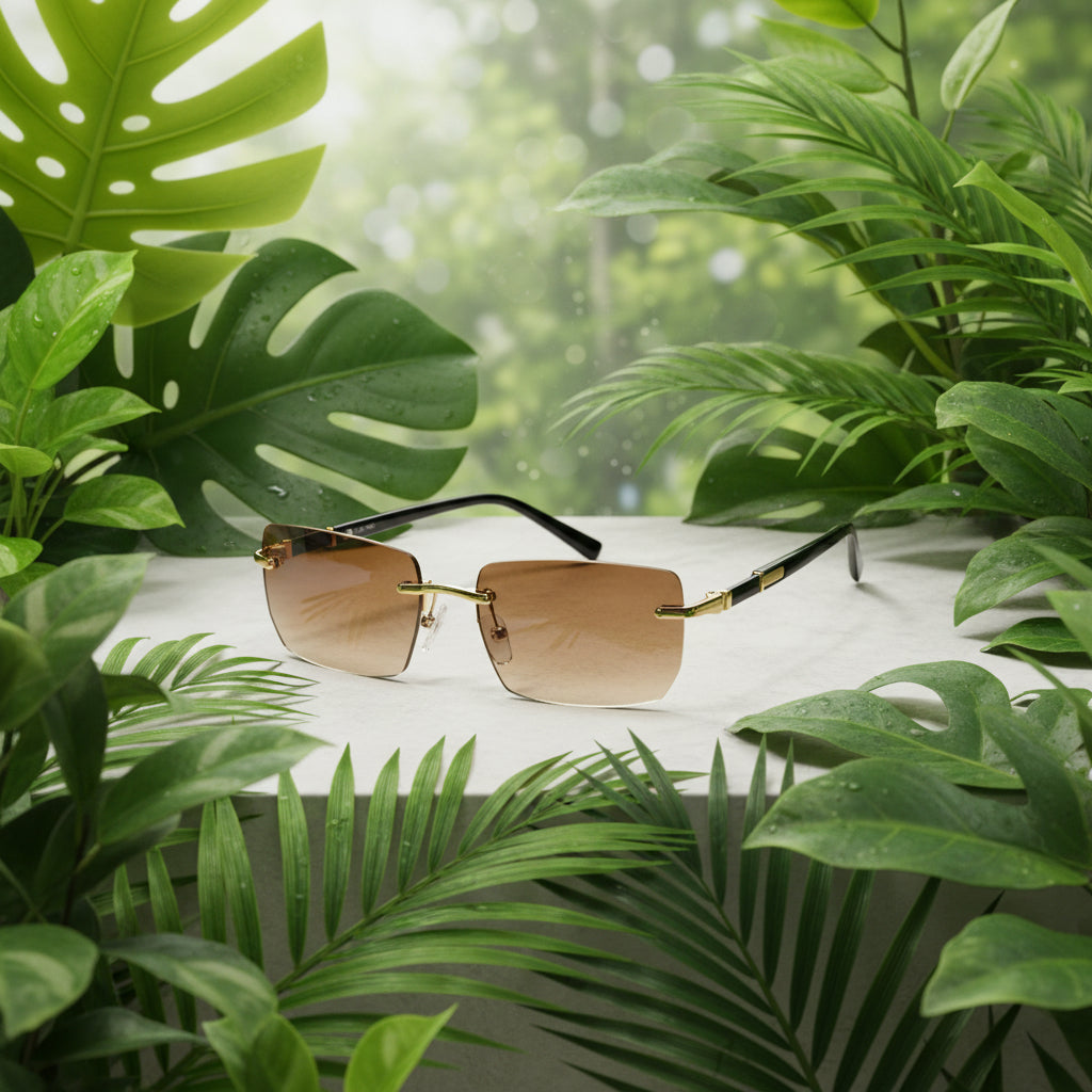 Frameless Gradient Glasses for Men & Women Brown Tinted