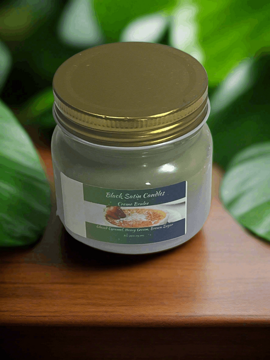 Creme Brulee Scented Candle 8oz Single Cotton Wick Glass Jar