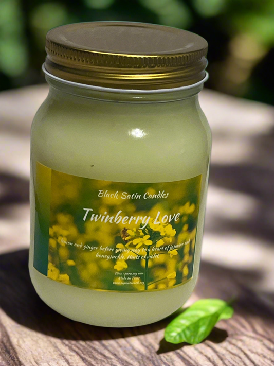 Twinberry Love 16oz Candle Cotton  Wick Glass Jar