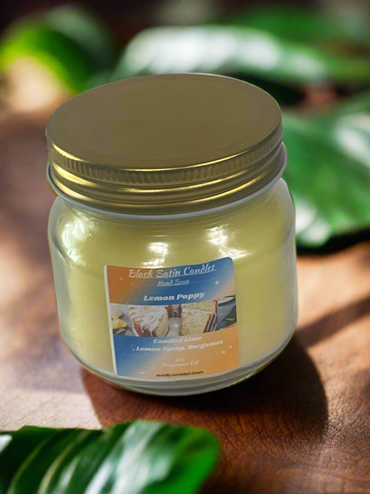 Lemon Poppy Scented Candle 8oz Single Cotton Wick Glass Jar