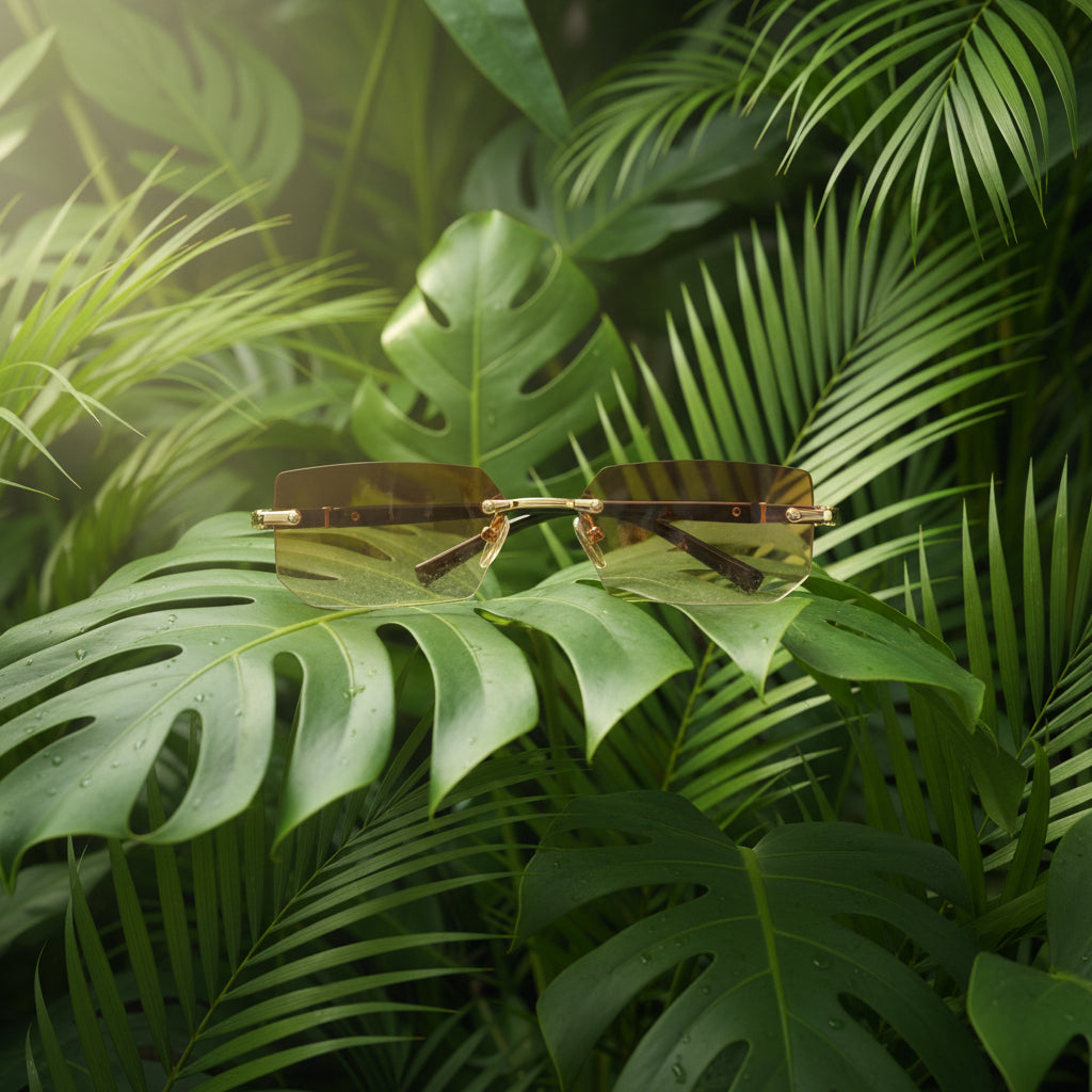 Frameless Gradient Glasses for Men & Women Brown Tinted