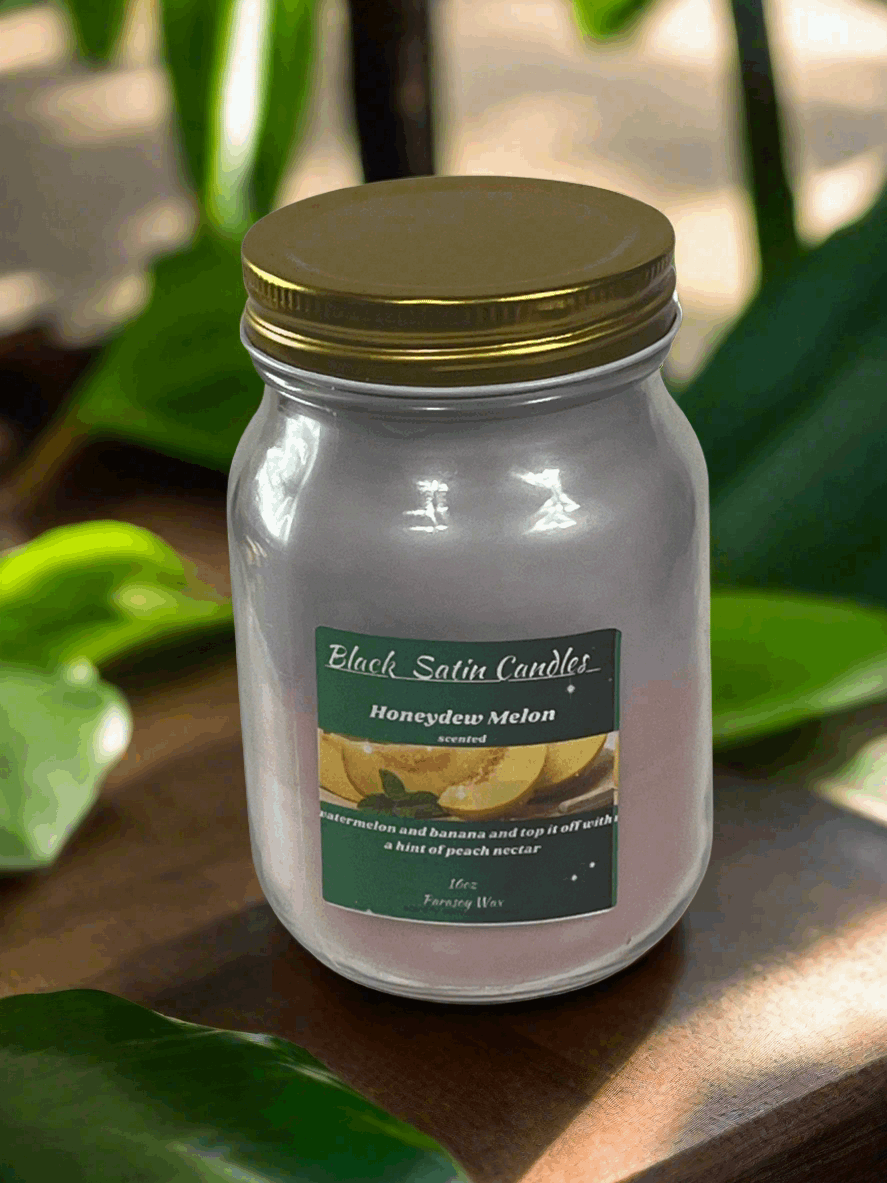 Honeydew Melon Scented Candle 16oz Single Cotton Wick Glass Jar