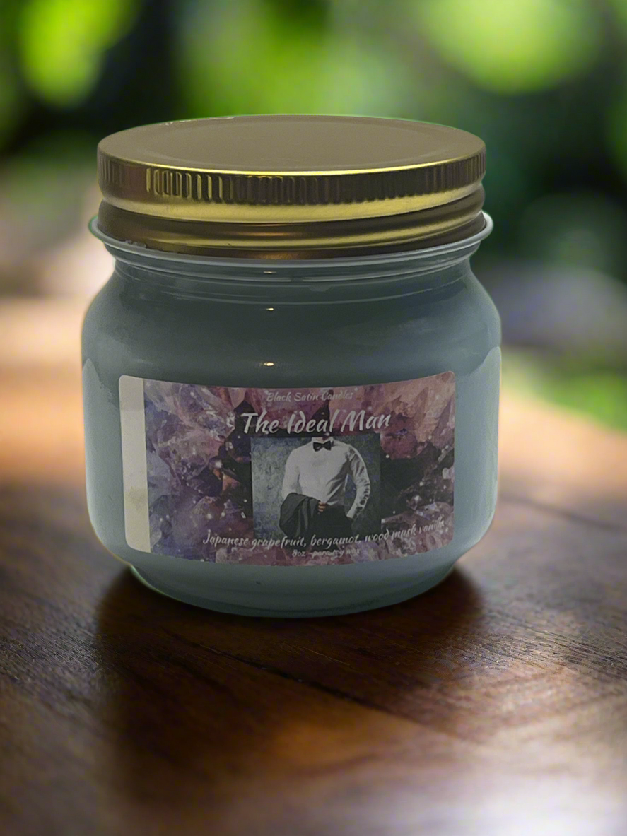 The Ideal Man Scented Candle 8oz Single Cotton Wick Glass Jar Specialty