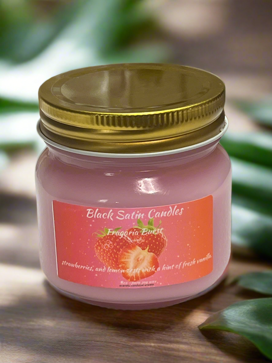 Fragaria Burst Scented Candle 8oz Wickless Glass Jar