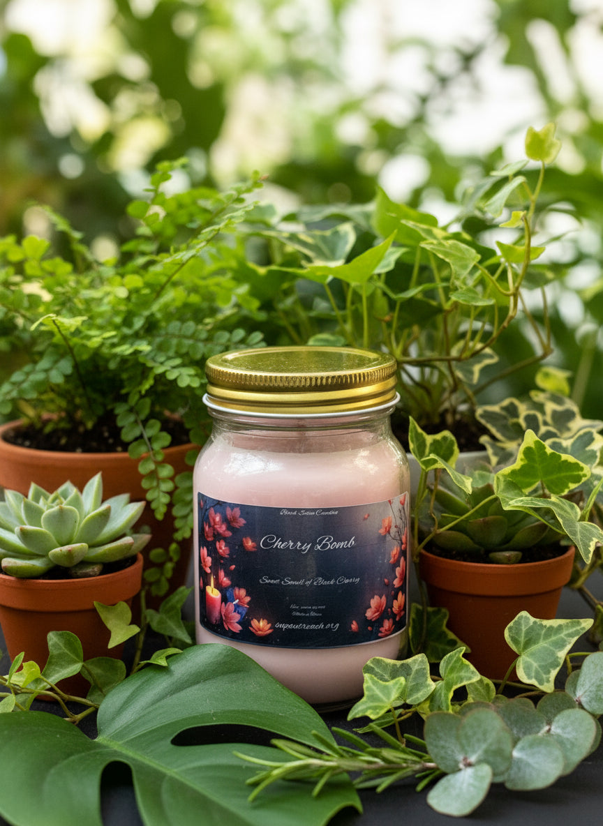 Cherry Bomb Scented Candle 16oz Single Cotton Wick Glass Jar