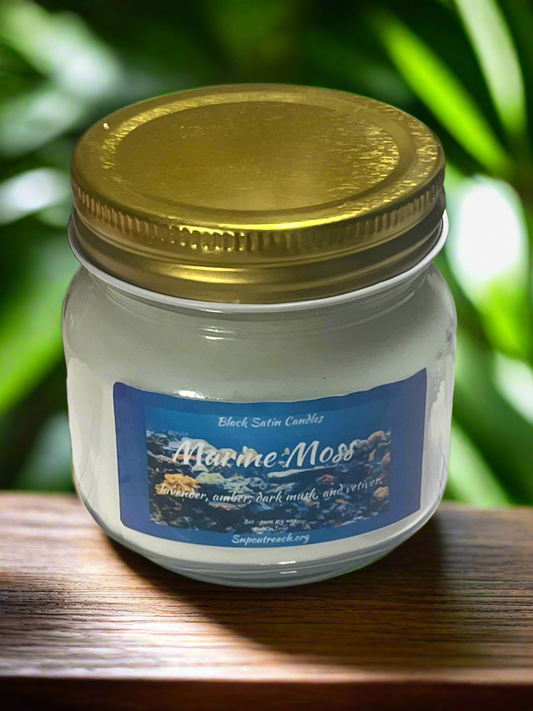 Marine Moss Scented Candle 8oz Single Cotton Wick Glass Jar