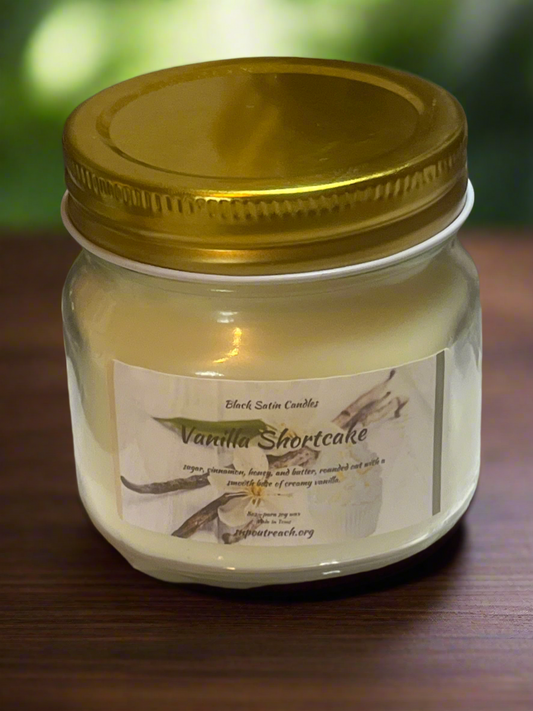 Vanilla Shortcake Scented Candle 8oz Single Cotton Wick Glass Jar
