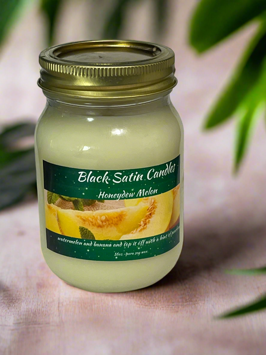 Honeydew Melon Scented Candle 16oz Single Cotton Wick Glass Jar