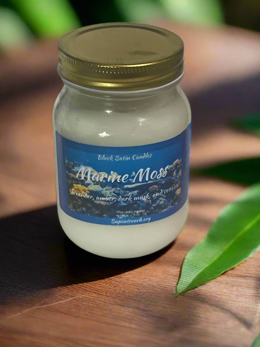 Marine Moss Scented Candle 16oz Single Cotton Wick Glass Jar