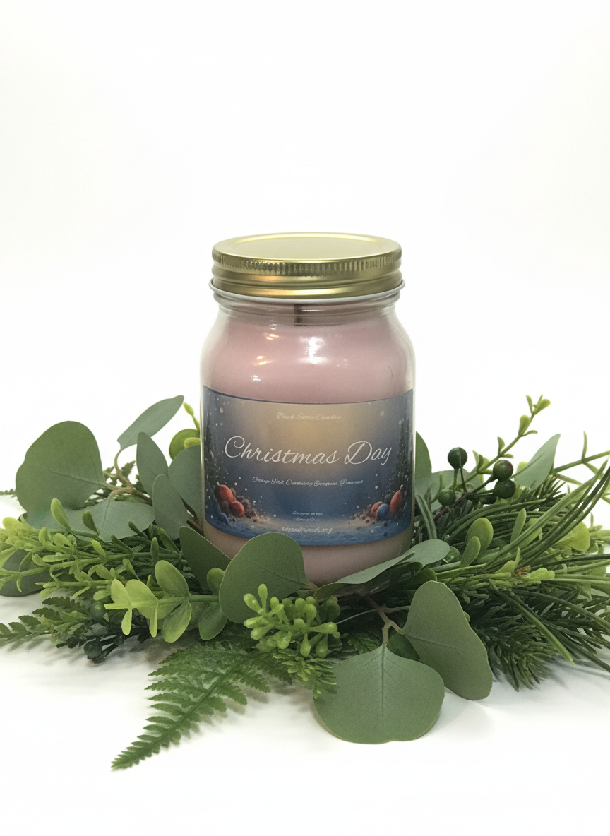 Christmas Day Scented Candle 16oz Single Cotton Wick Glass Jar