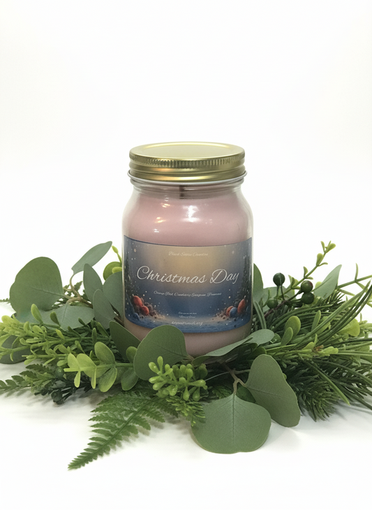 Christmas Day Scented Candle 16oz Single Cotton Wick Glass Jar