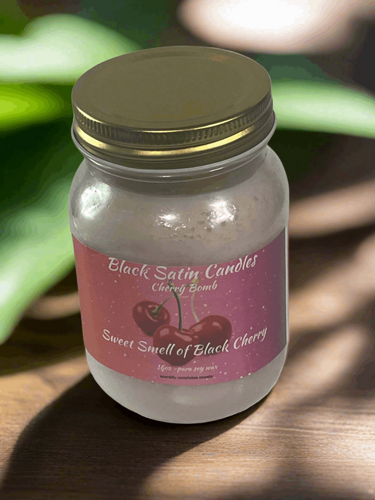 Cherry Bomb Scented Candle 16oz Single Cotton Wick Glass Jar