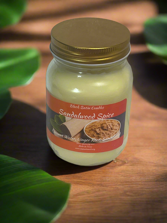 Sandalwood Spice Scented Candle 16oz Single Cotton Wick Glass Jar