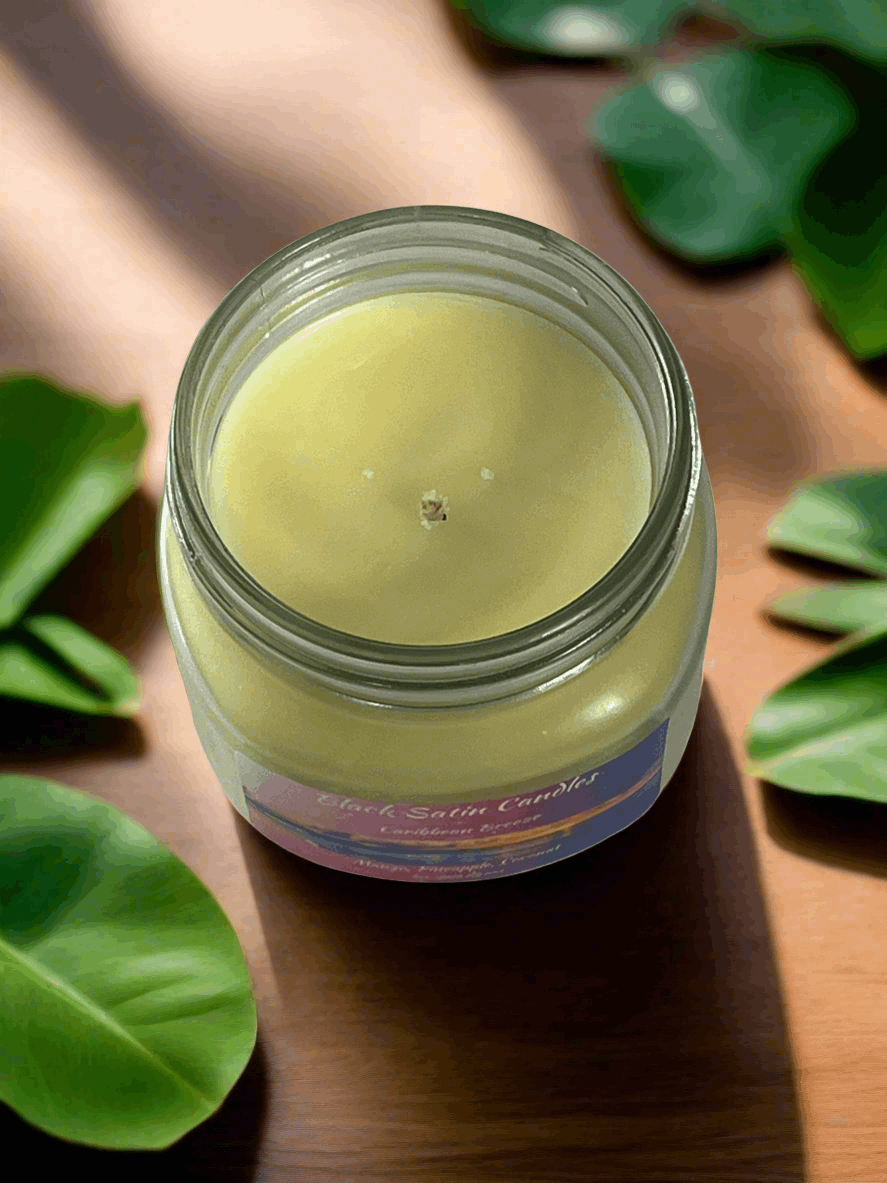 Caribbean Breeze Scented Candle 8oz Single Cotton Wick Glass Jar