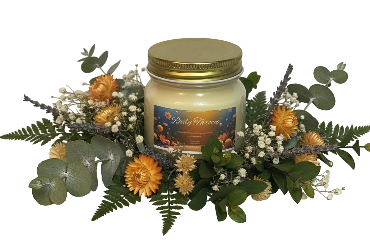 Rudy Tarocco  8oz Candle Cotton Wick Glass Jar