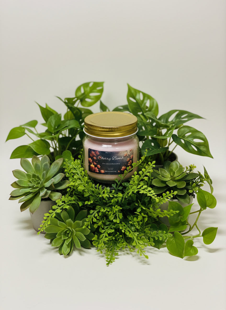 Cherry Bomb Scented Candle 8oz Single Cotton Wick Glass Jar