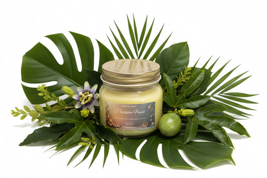 Passion Fruit Scented Candle 8oz Single Cotton Wick Glass Jar