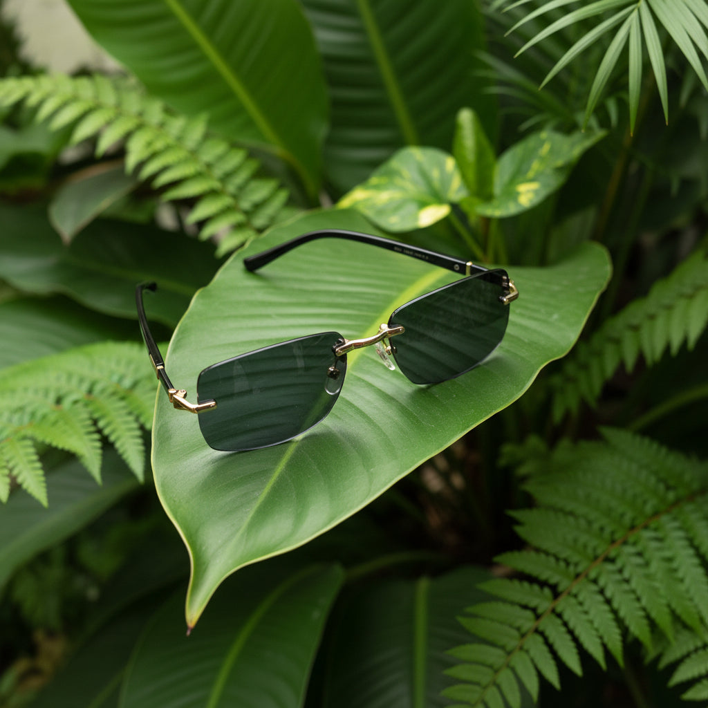 Frameless Gradient Glasses for Men & Women Black Tinted