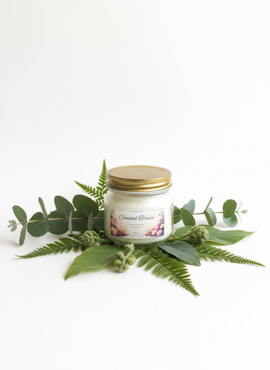 Coastal Breeze Scented Candle 8oz Single Cotton Wick Glass Jar