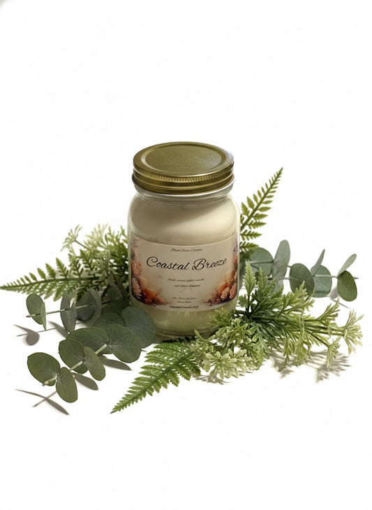 Coastal Breeze Scented Candle 16oz Single Cotton Wick Glass Jar