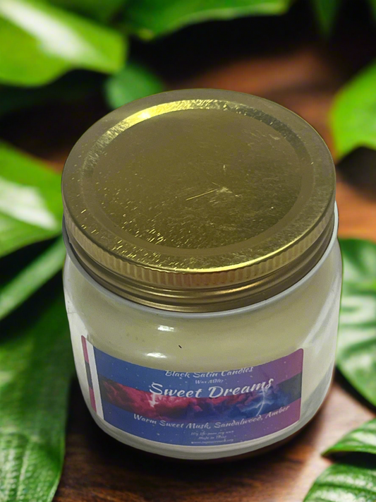 Sweet Dreams Scented Candle 8oz Single Cotton Wick Glass Jar