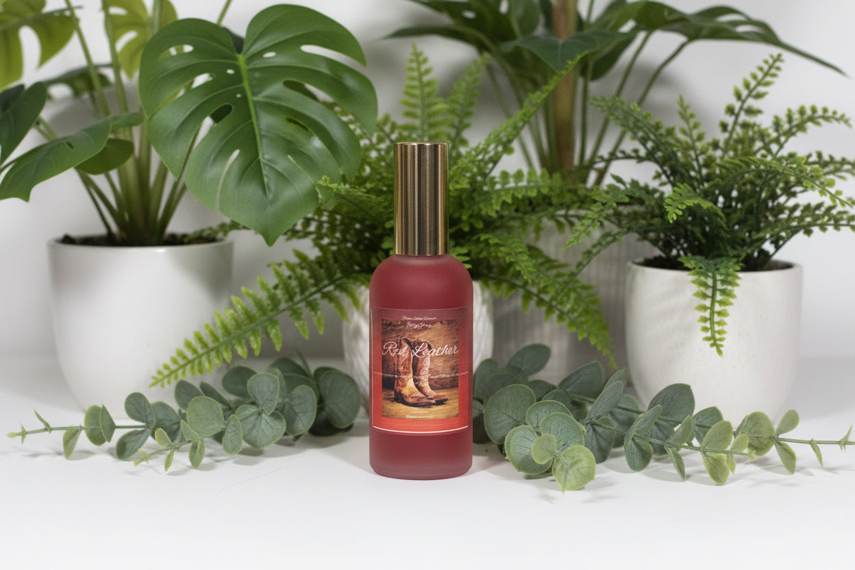 Red Leather Body Spray Mist 4oz Glass Bottle