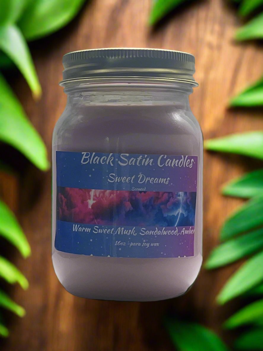 Sweet Dreams Scented Candle 16oz Single Cotton Wick Glass Jar