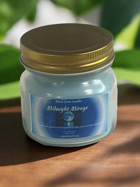 Midnight Mirage 8oz Candle Cotton  Wick Glass Jar